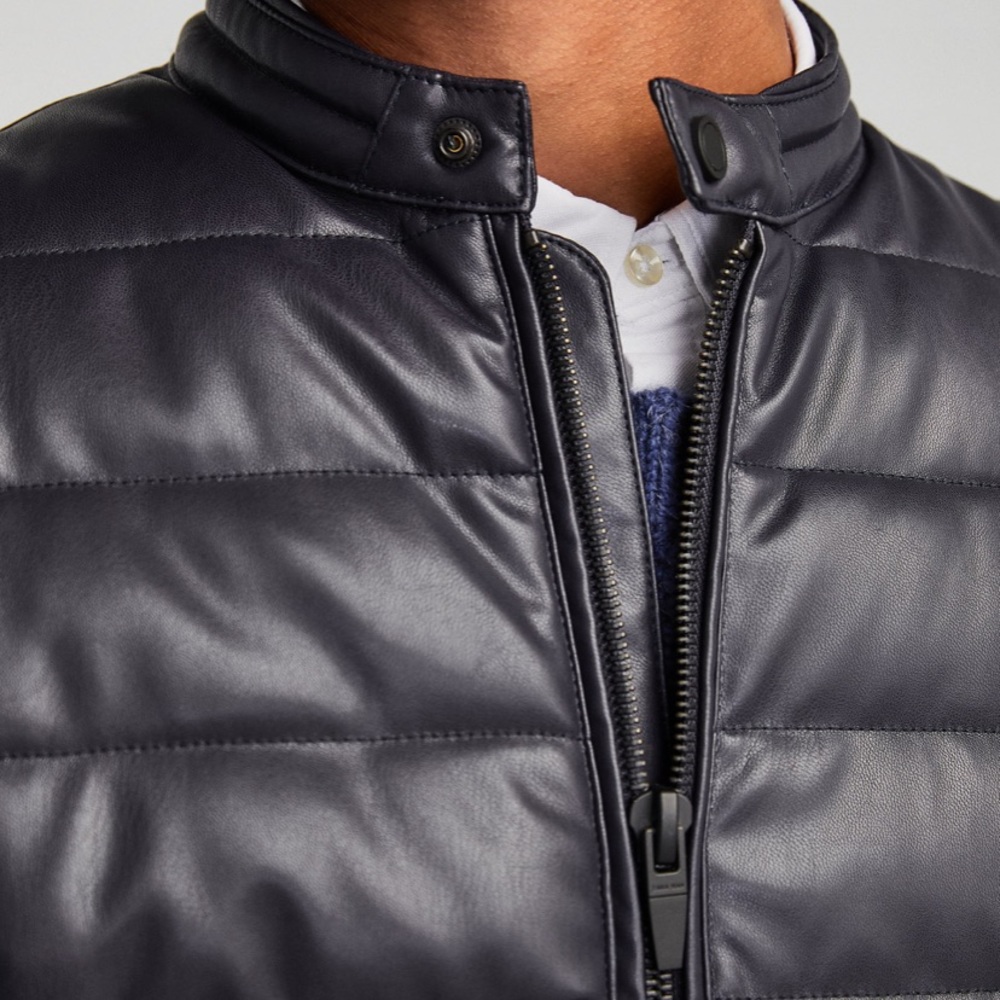 NEW ZARA FAUX LEATHER PUFFER JACKET Faux leather. - Picture 8 of 8